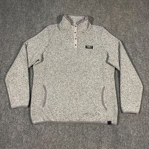 L.L. Bean Snap Sweater Fleece Pullover Womens Large Heather Gray Outdoor Hiking
